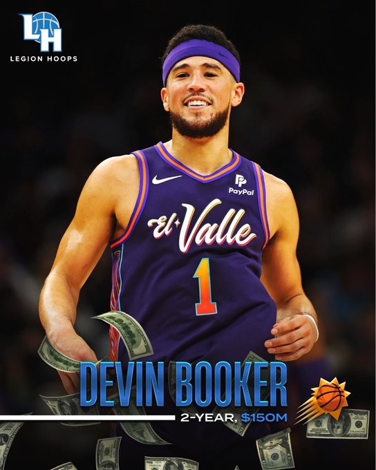 Booker and Suns contract totaled 316 million in five years, with 75.46 million in the last year being the third highest annual salary in history