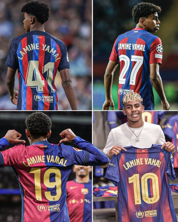 🤣 Find the rules? Yamal wears No. 41 at the age of 15, 16, 27 at the age of 17, 19 at the age of 18, 10 at the age of 18