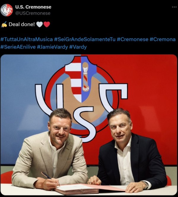 The Legend of Blue Fox! Official: 38-year-old England center Valdi joins Serie A Cremonese