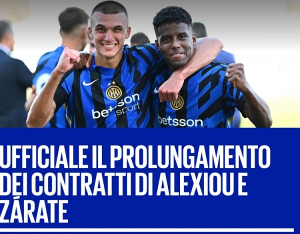 Inter Milan official: renewed contract with 20-year-old central defender Alexiu and 18-year-old midfielder Sarat