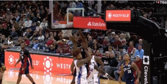 Light up the home court! Little Mobley pulled onions on dry land and violently dunked Oubre, and there was an additional penalty!